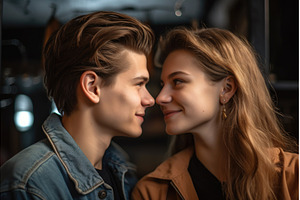a young couple looking at each other, a Person Photo by Sergey Kotenev