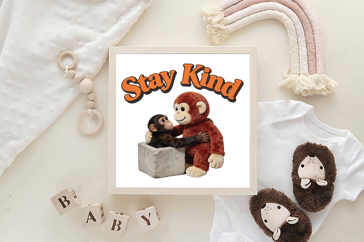 Stay Kind Baby Monkey Punch PNG, an Illustration by CraftArtStudio (Photo 4 of 4)