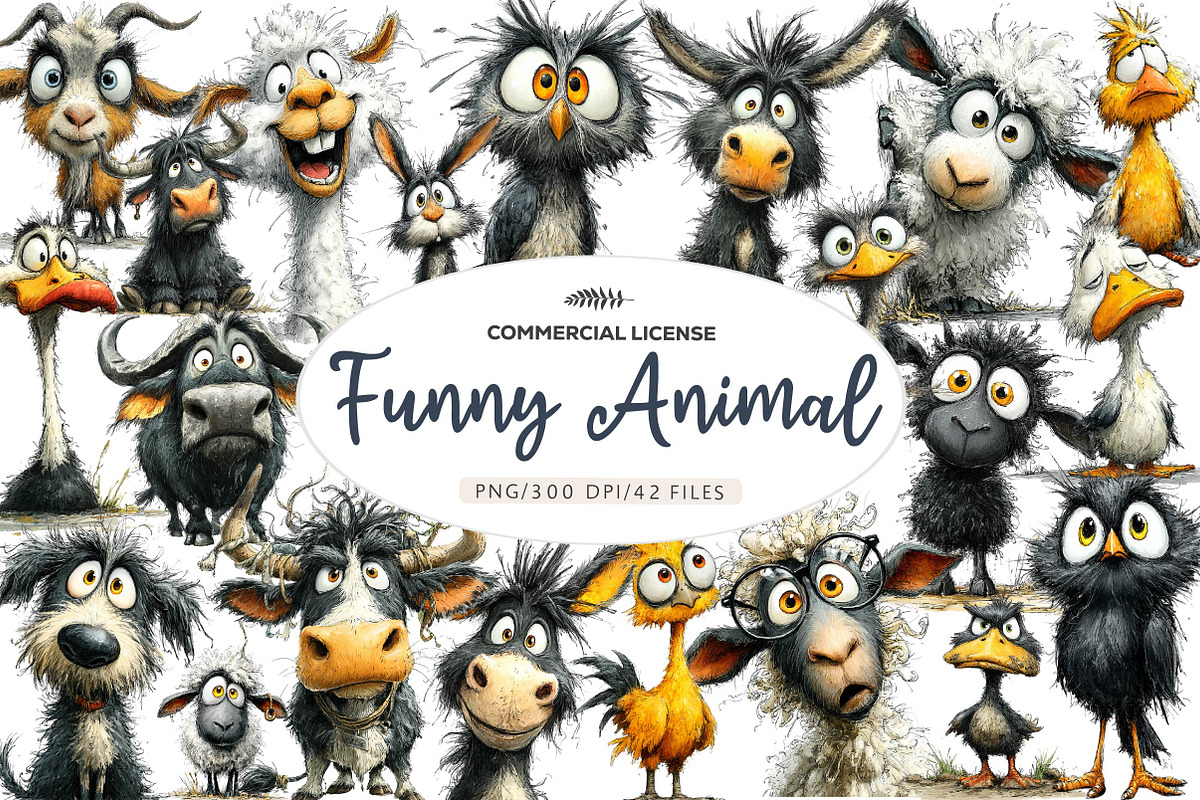 Whimsical Funny Animal Clipart, an Illustration by CreationArt (Photo 1 of 5)