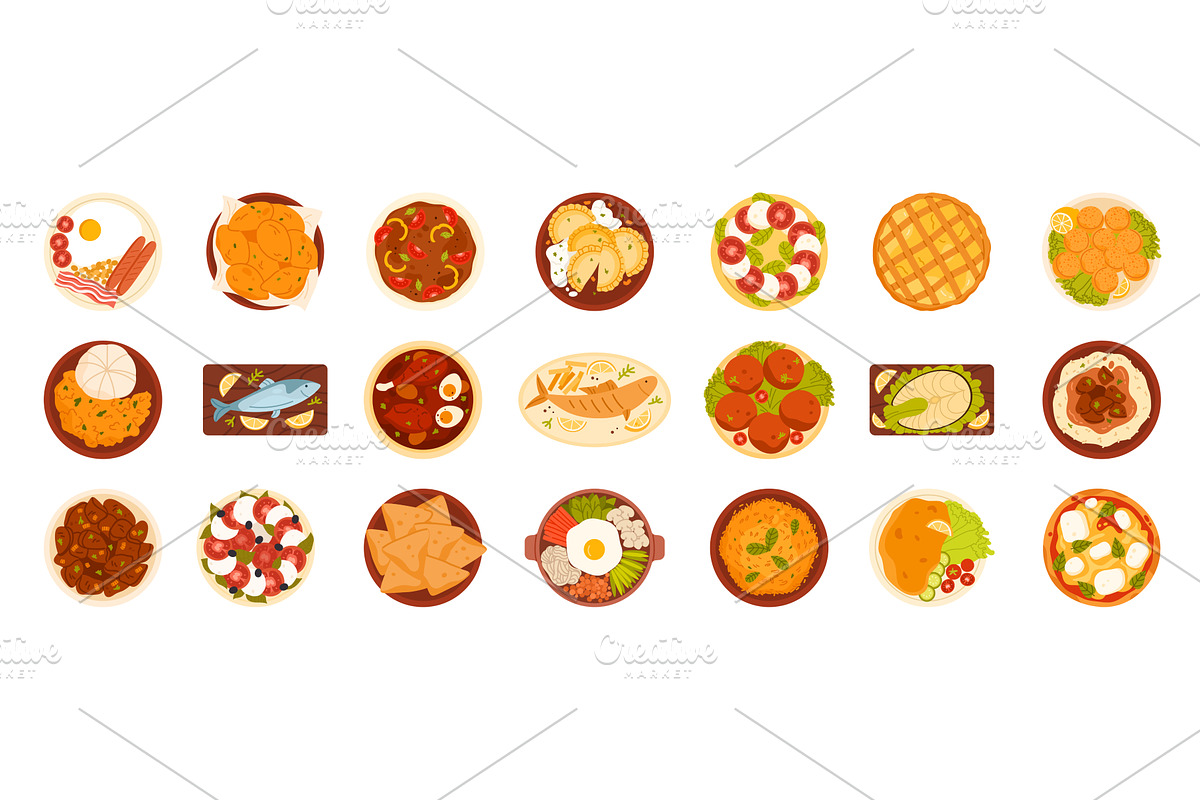 Different traditional food of world, a Food Illustration by Flashvector