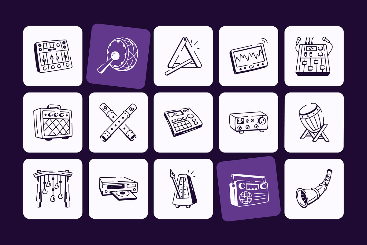 Music Doodle Icon Set, an Outline Icon by Vectors Market (Photo 6 of 8)