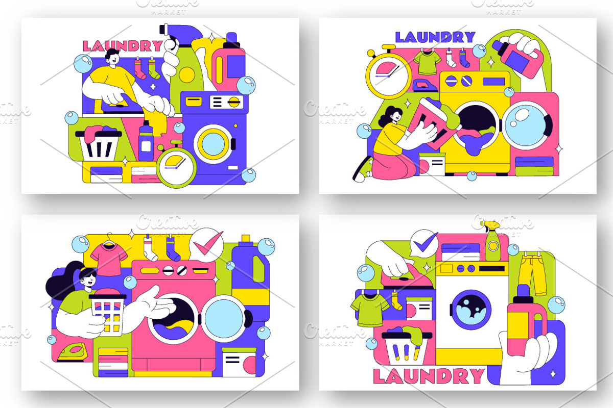 10 Laundry Room Vector Illustration, an Object Illustration by denayunebgt (Photo 2 of 4)
