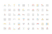 100 Furniture Colored Line Icons, an Outline Icon by Creative Stall (Thumbnail 2 of 2)
