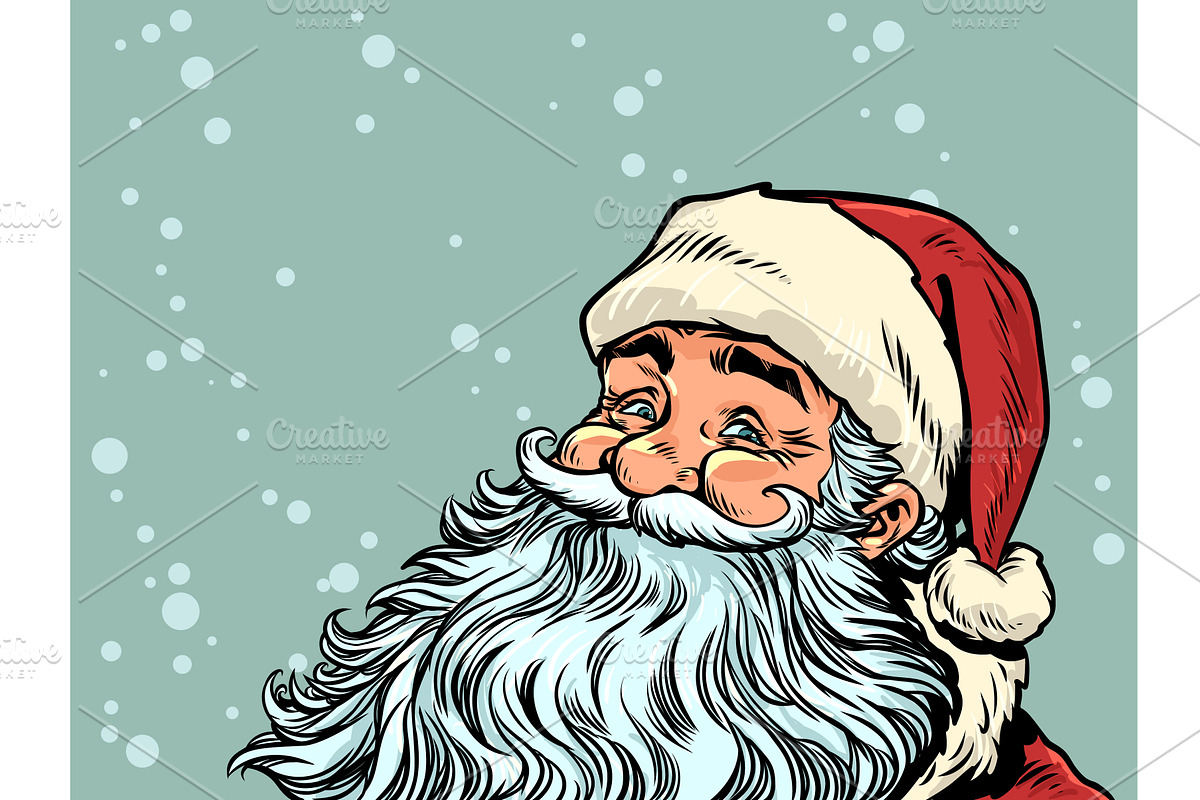 Pop Art Retro Santa Claus is smiling, an Object Illustration by studiostoks