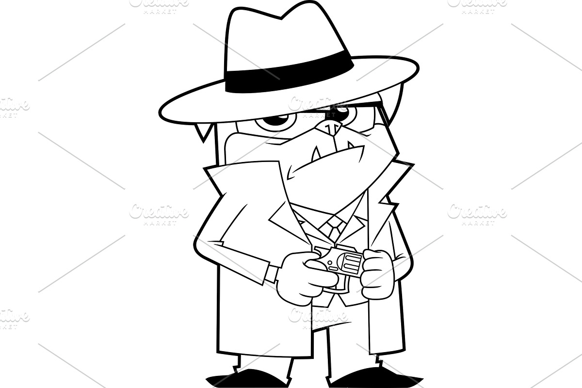 Outlined Funny Mafia Pug, an Illustration by HitToon