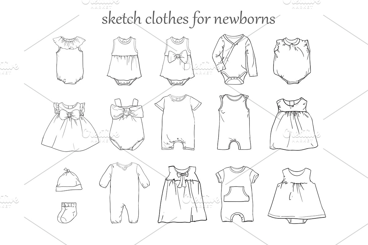 Sketch of clothes for newborns(girl), an Illustration by Sweet_print (Photo 1 of 3)