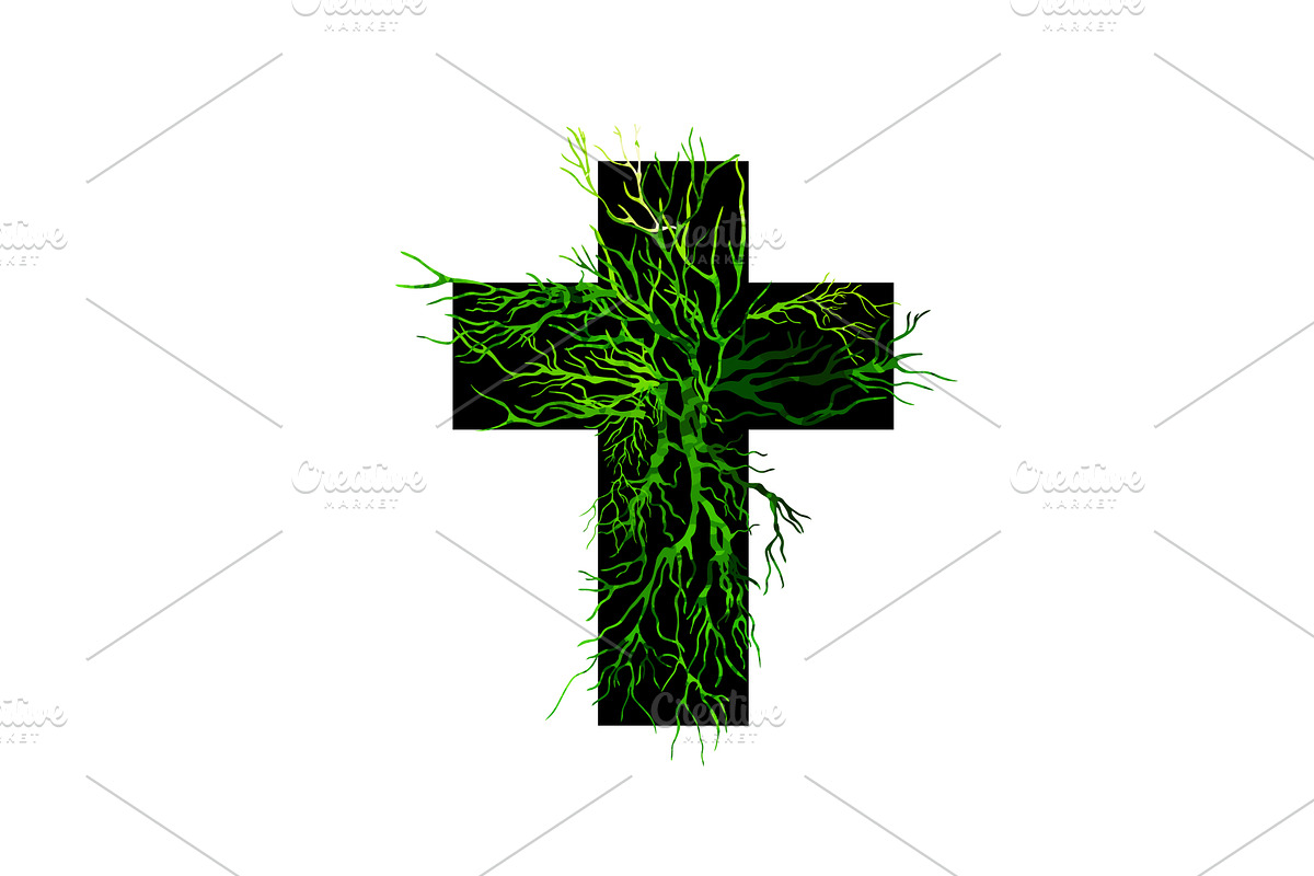 Religious cross made from tree, an Illustration by Nenahliadava Design