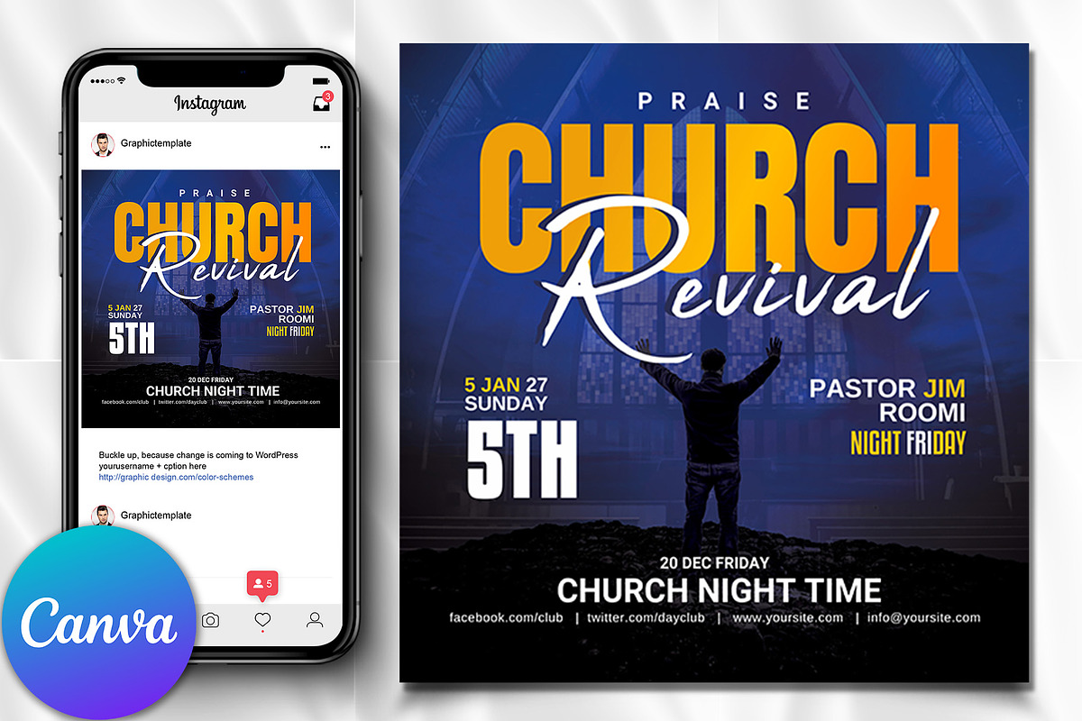 Church Flyer | Canva Flyers, a Social Media Template by Psd Templates (Photo 1 of 2)