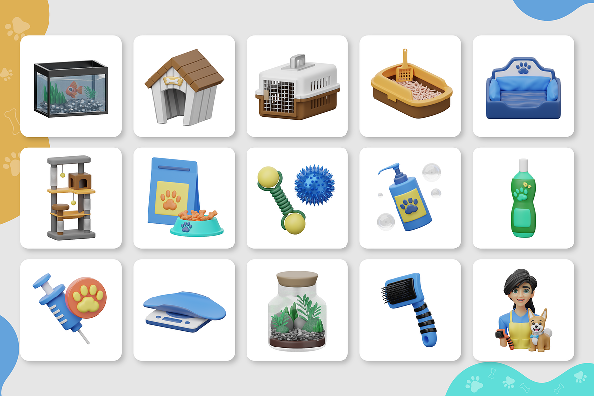 3D Pet Store Icon Set, an Animal 3D Model by Flat Icons (Photo 7 of 8)