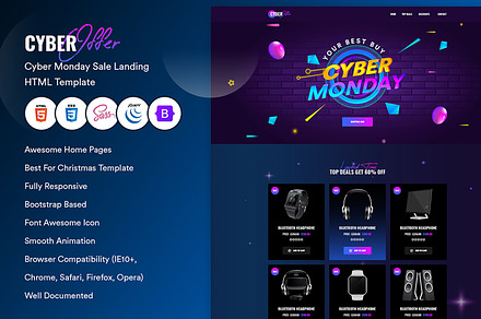 Cyber Monday Landing Page Template, a Landing Page Template by CodexCoder Themes