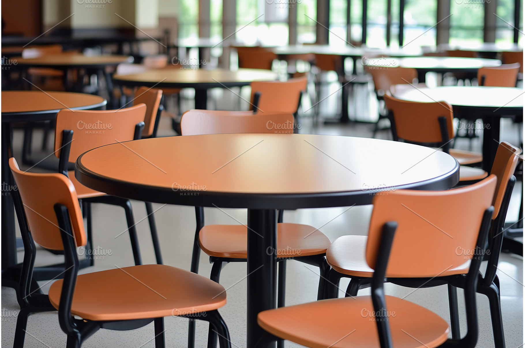 cafeteria space with orange laminate, a Food & Drink Photo by Lermont51
