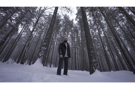 Bearded man in the winter woods, a Nature Photo by Media Whale Stock