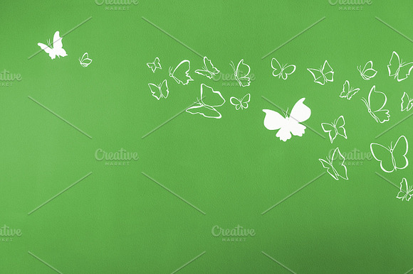 Butterflies Flying Green Background