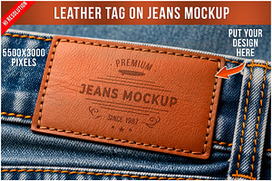 Leather Tag Jeans Label Mockup PSD, an Advertising Mockup by Bruno's Shop