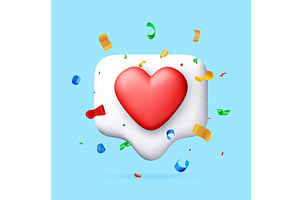 3D social media love icon with, an Illustration by Abscent