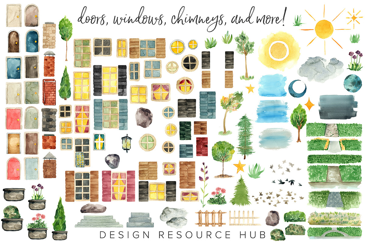 Watercolor Art Pack: Build A House, an Illustration by Design Resource Hub (Photo 3 of 10)