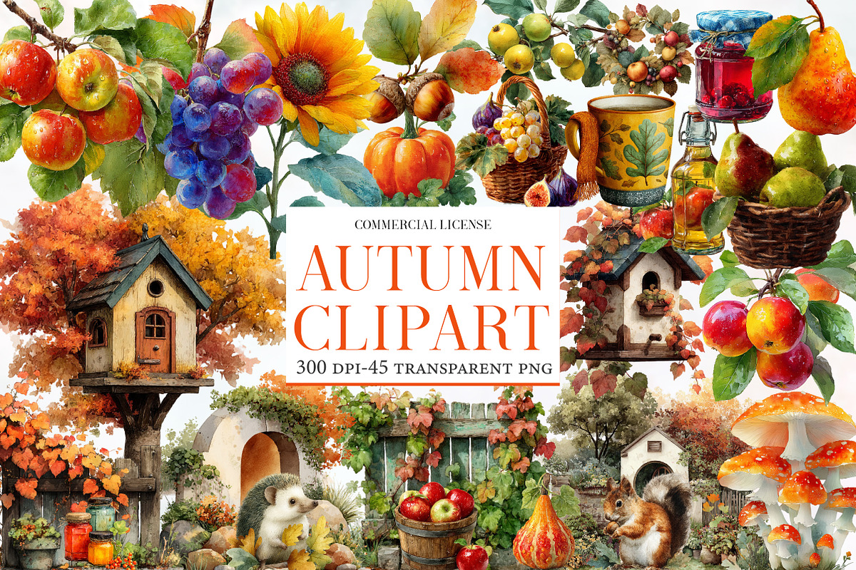 Watercolor Autumn Sublimation Clipar, an Illustration by Designworld (Photo 1 of 6)