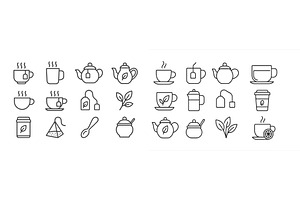 Simple line icons of various tea and, an Arts & Entertainment Photo by ZinetroN