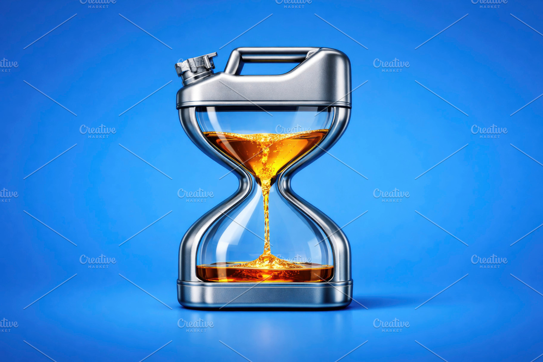 a fuel can hourglass holds gasoline, generative AI, a Photo by Nito