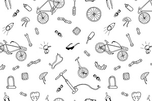 Bicycle Collection In Doodle Style