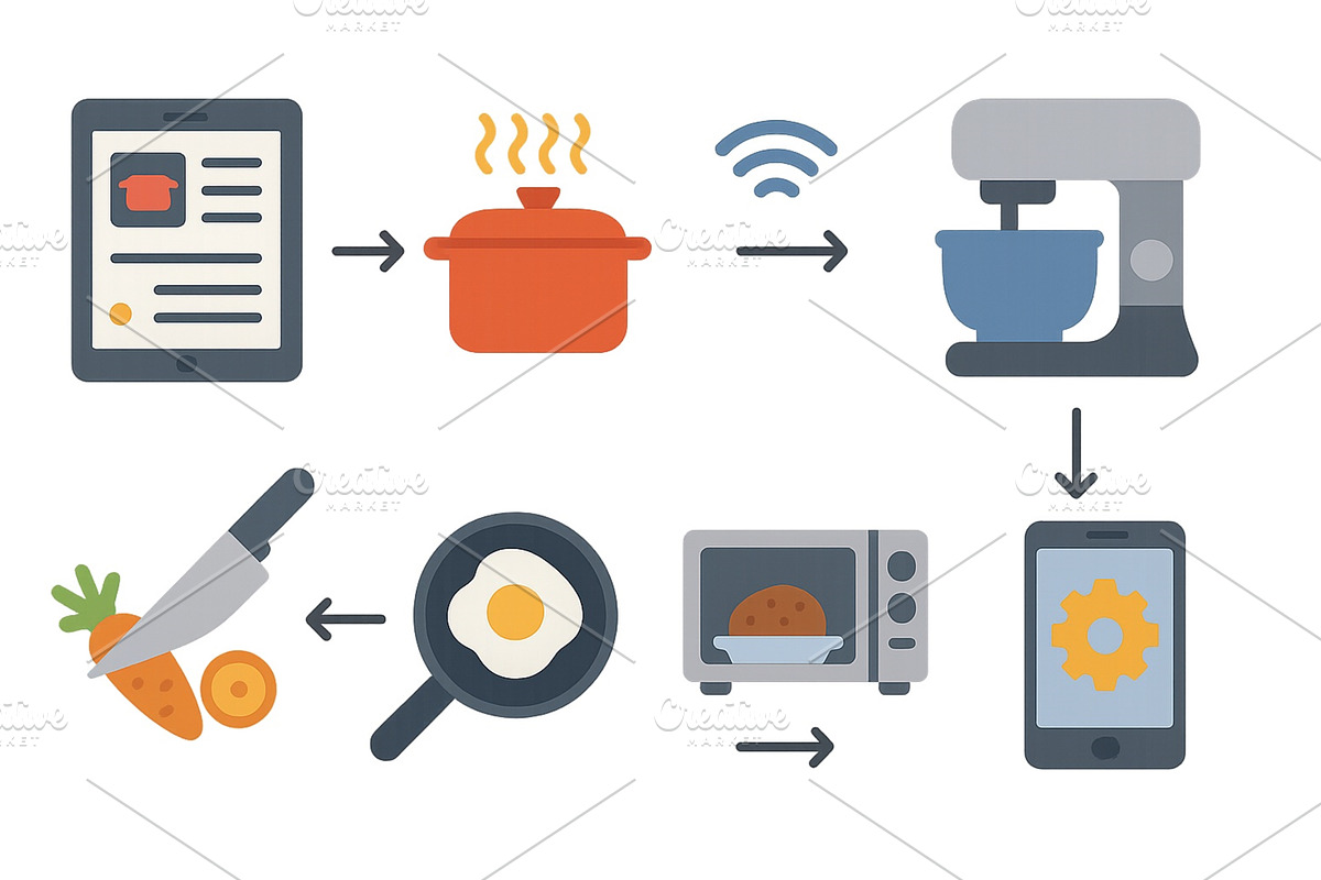 Cooking process illustrated with, a Technology Illustration by ZinetroN