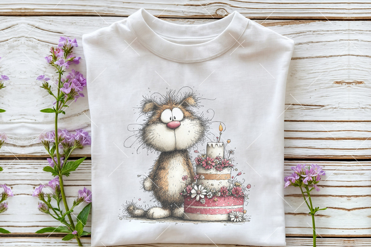 Whimsical Birthday Cat Clipart, an Illustration by OK Design (Photo 6 of 6)