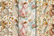 Angels and Vintage Flowers., a Pattern Graphic by Designs by Helen Trupak (Thumbnail 4 of 14)
