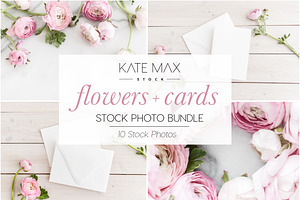 Pink Flowers & Card Mockups Bundle, a Print Template by Styled Stock House