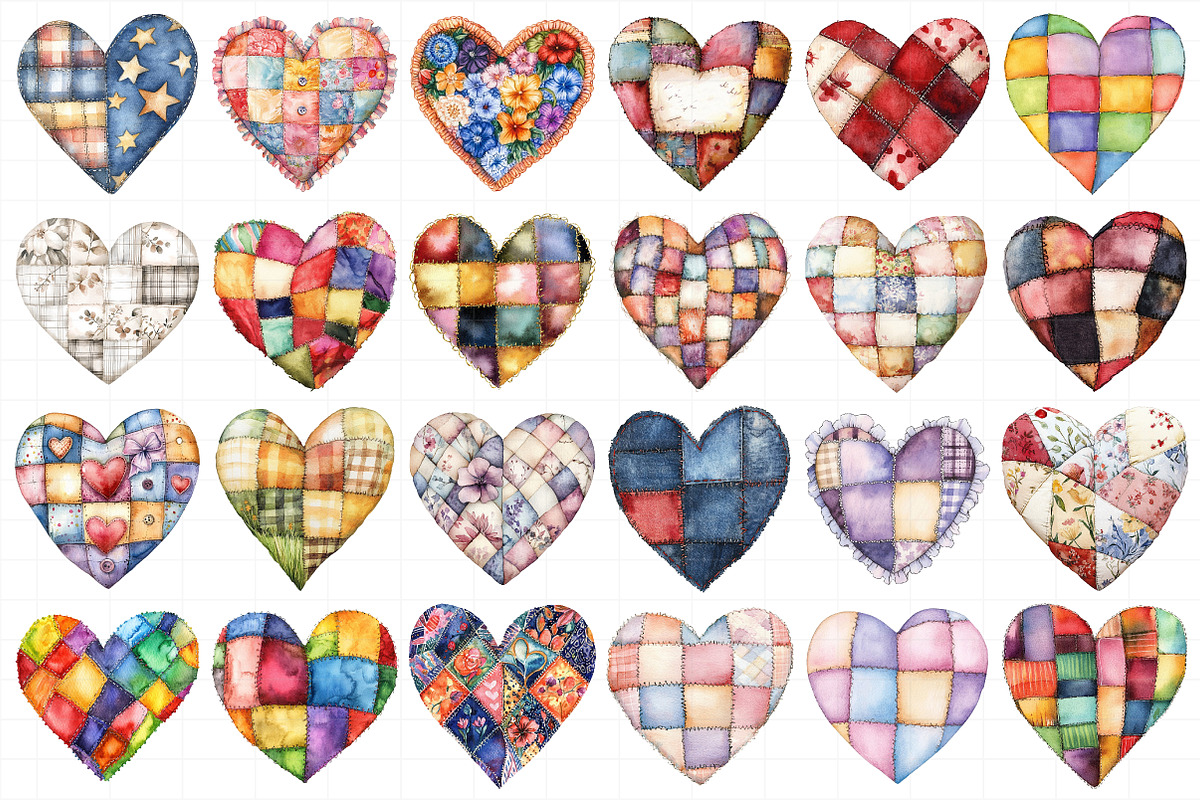 Patchwork Heart Valentine's Day Clip, an Illustration by Daily.Designs (Photo 5 of 5)