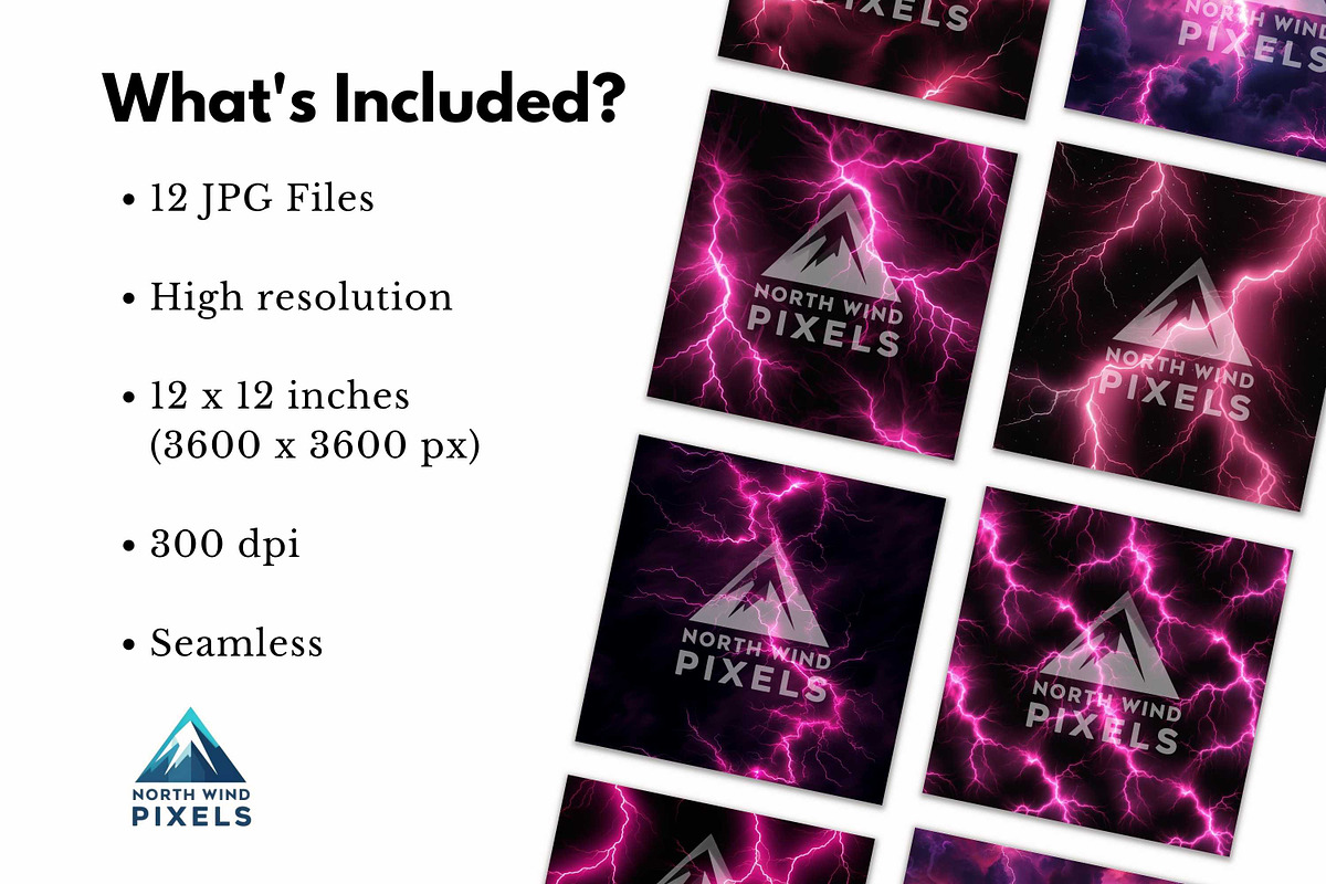 12 Pink Lightning Digital Papers, a Wallpaper Graphic by NorthWindPixels (Photo 3 of 4)