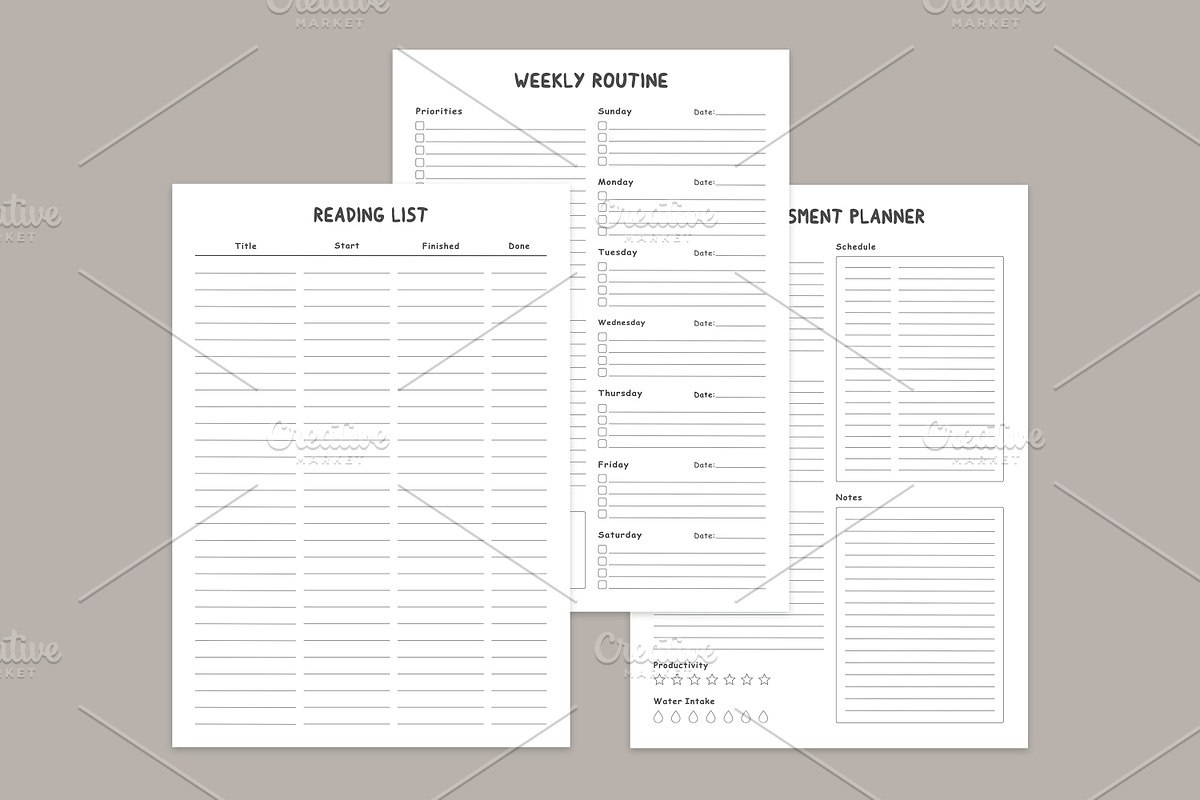 Study Planning Pages Set V-04, a Stationery Template by shahsoft (Photo 3 of 3)