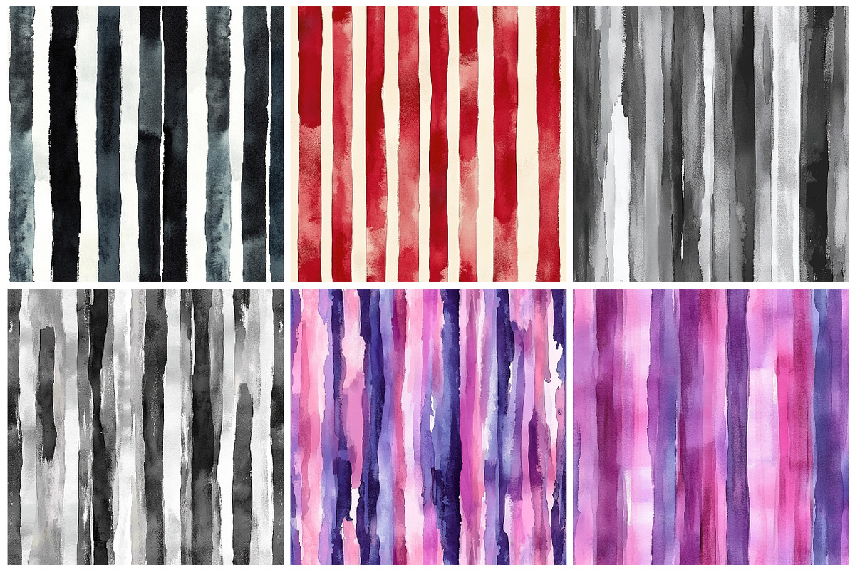 Watercolor Stripe Seamless Patterns, a Pattern Graphic by CitraGraphics (Photo 5 of 7)