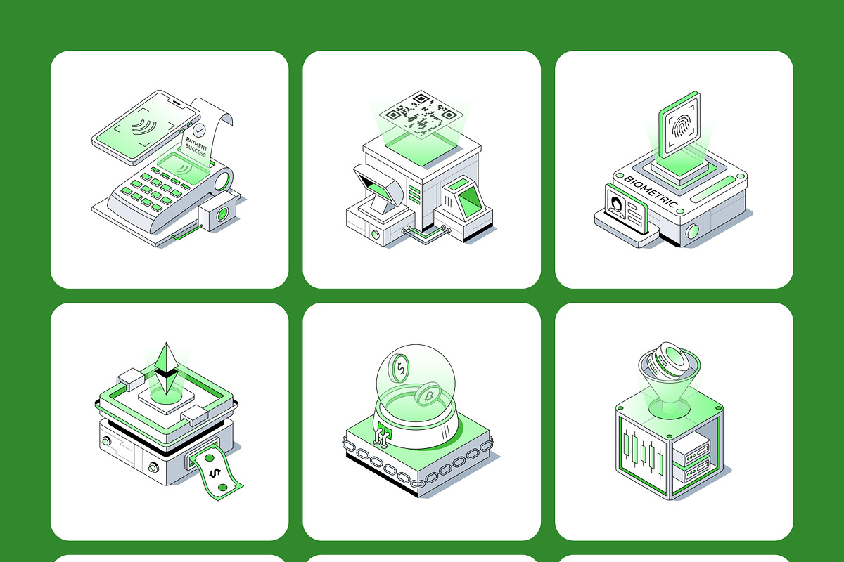 70 Fintech & Blockchain Isometric, a Technology Illustration by Brickclay (Photo 11 of 12)