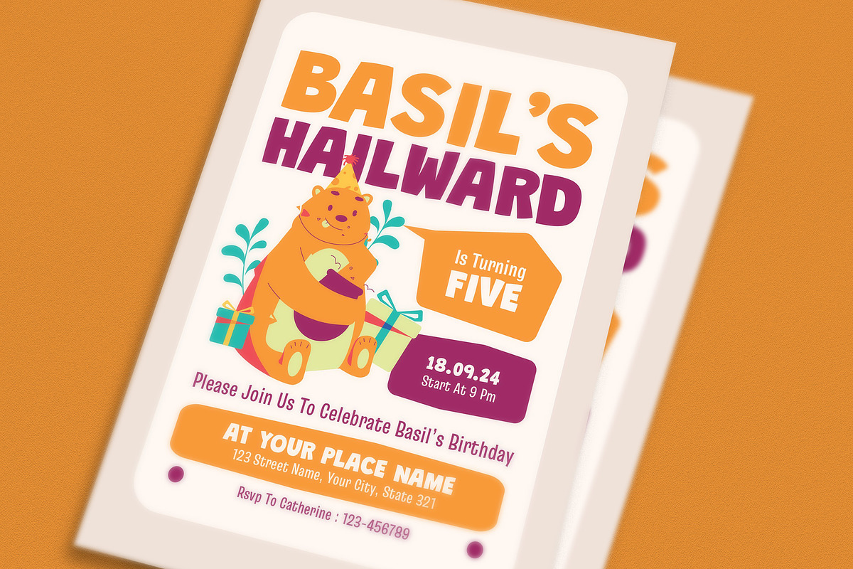 Kids Animal Birthday Invitation, an Invitation Template by VectorVactory (Photo 2 of 3)