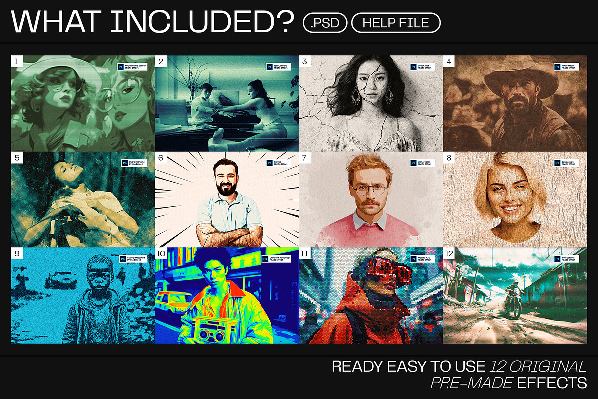12 Photo Effect Templates, a Layer Style Add-On by iDoodle Studio (Photo 2 of 6)