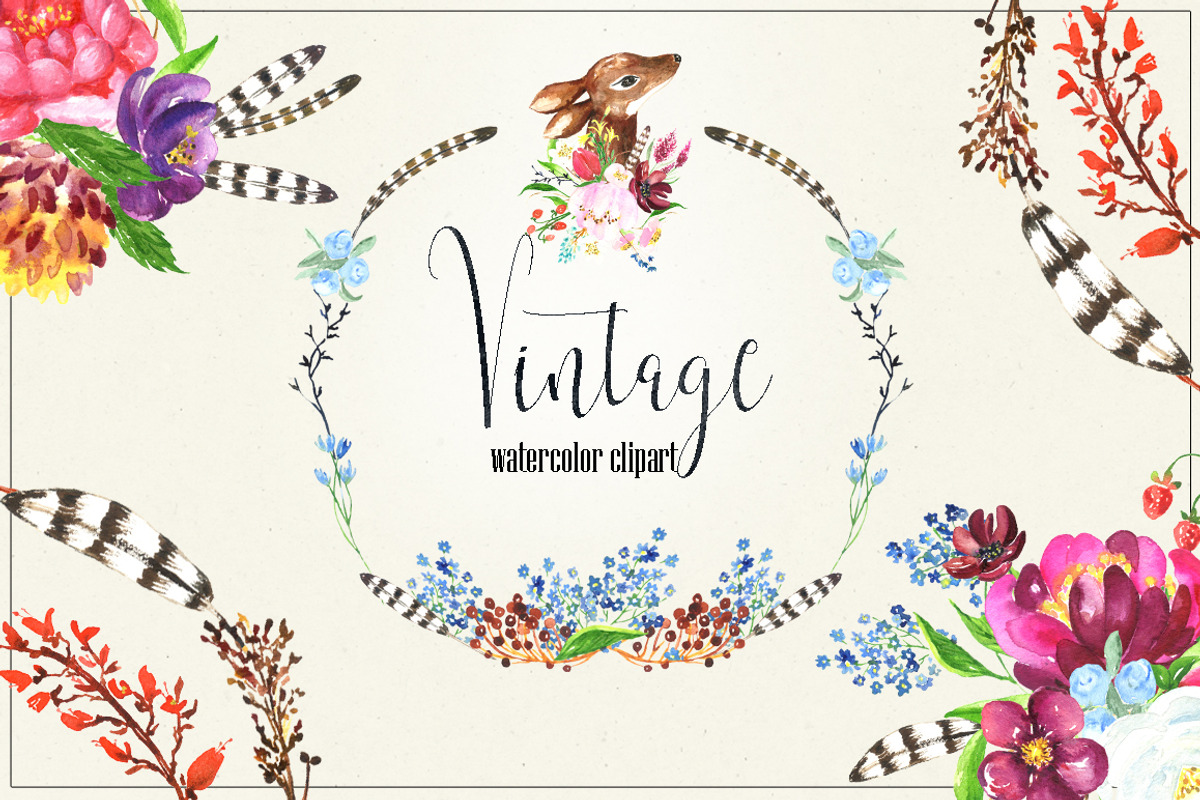 Vintage Watercolor clipart, an Animal Illustration by LABFcreations (Photo 5 of 9)