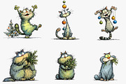 Quirky Cats Clipart, an Illustration by CreationArt (Thumbnail 3 of 5)