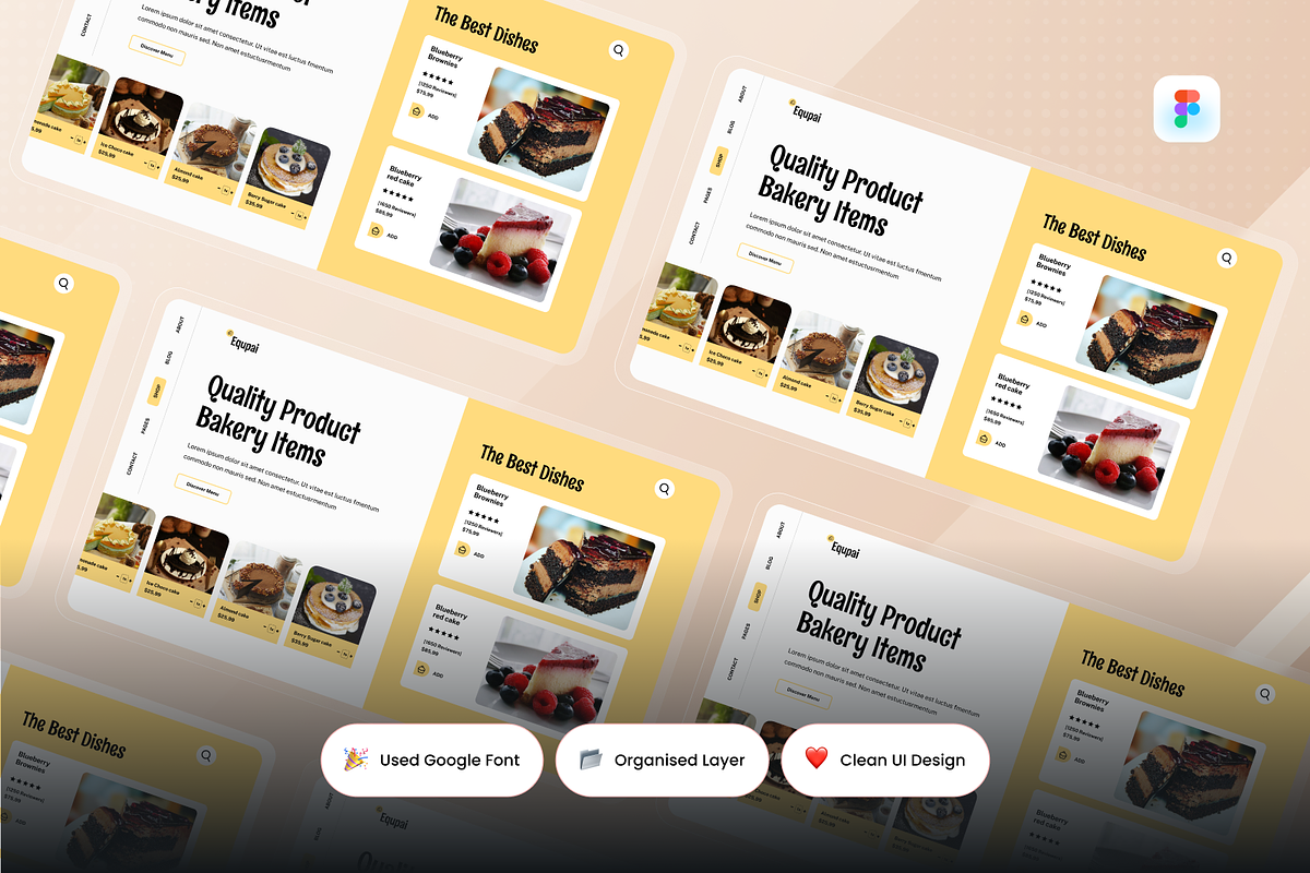 Equpai - Bakery Shop Product Section, an UI Kit Template by SquidPixey (Photo 2 of 3)