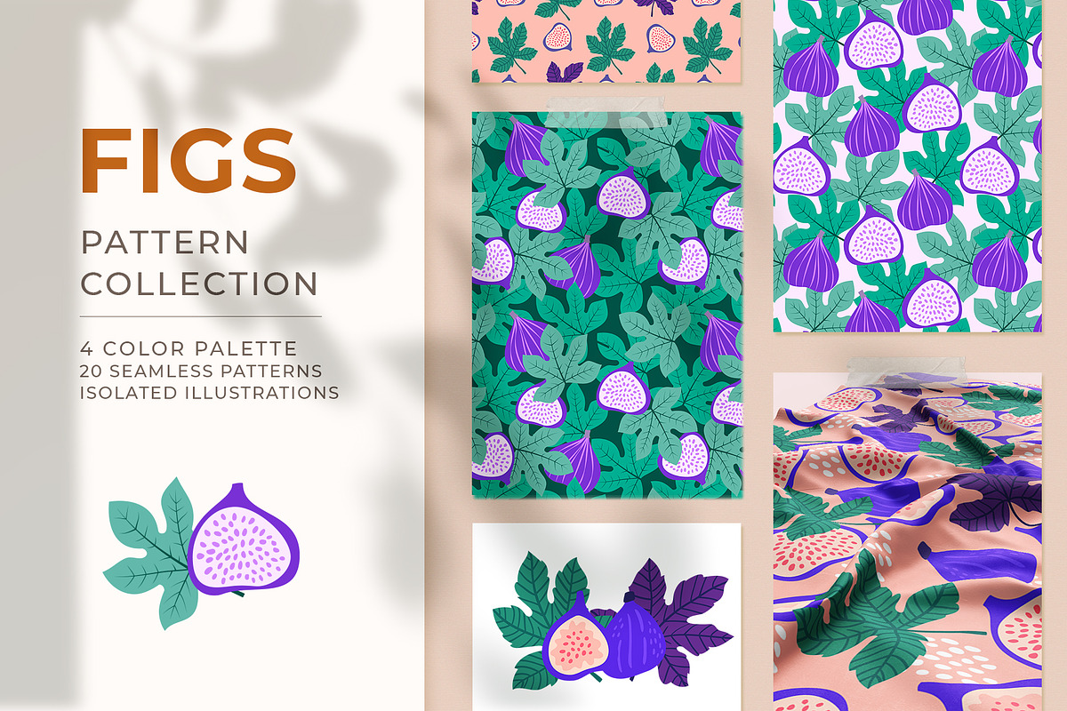 Figs pattern collection, a Pattern Graphic by Yamurchik (Photo 1 of 13)