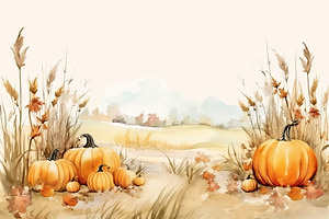 Many Pumpkins Illustration Ready To Decorate Houses At Halloween. Generative AI