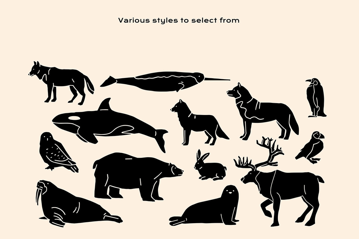 Winter Animals Linocut Clipart, an Illustration by ClayStudio (Photo 3 of 7)
