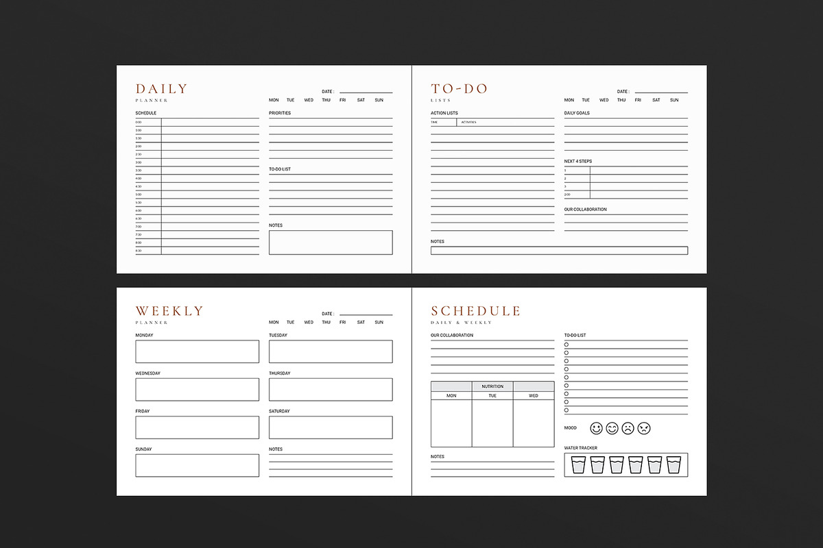 Daily Planner Template Landscape, a Stationery Template by DesignCrest (Photo 4 of 8)