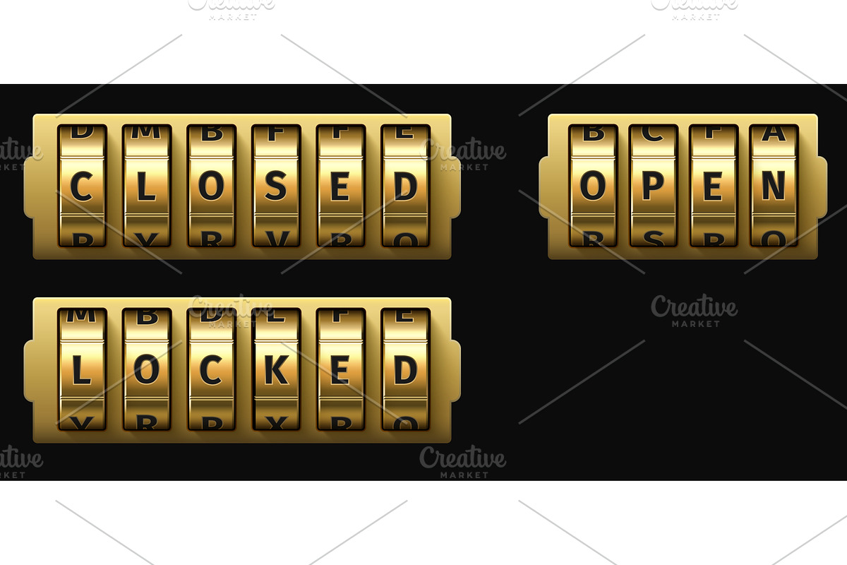 Realistic dial code lock with words, an Object Illustration by Vectorbuum