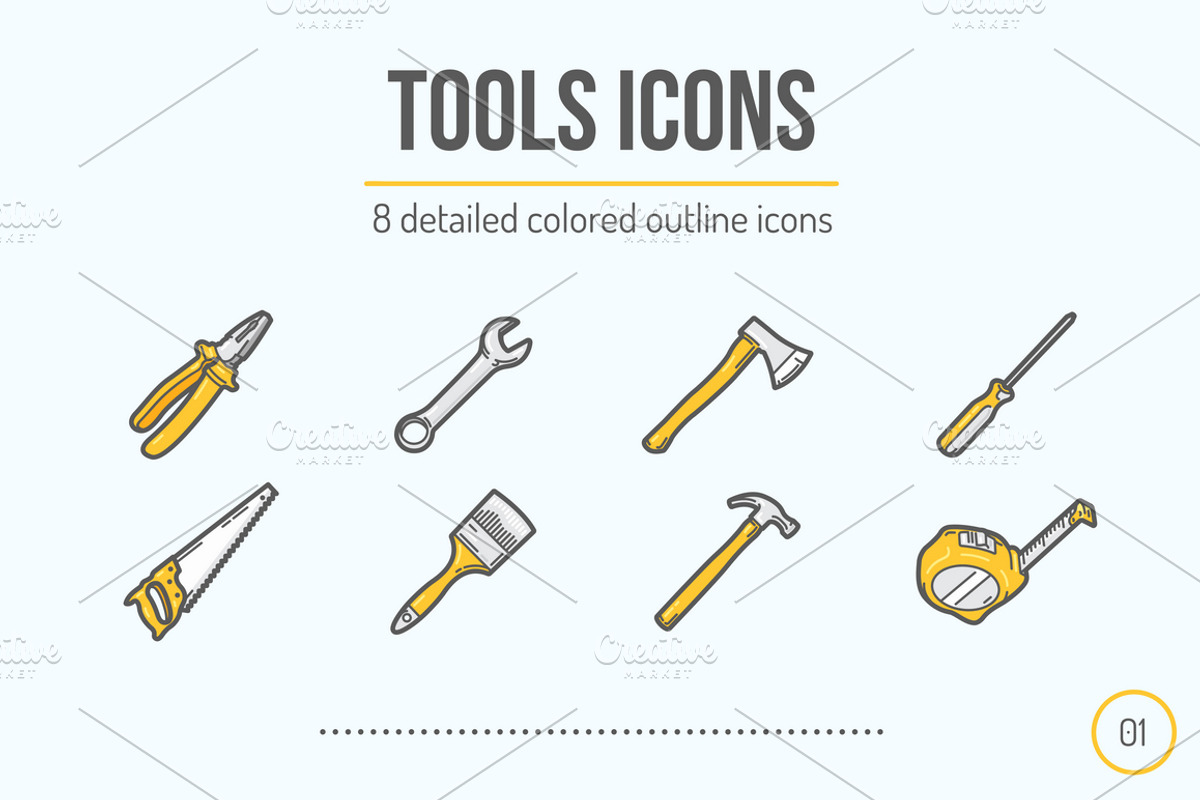 8 Tools Icons, an Icon by Snitovets (Photo 1 of 2)