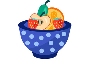 Fruit bowl vector dish with healthy, a Food Illustration by vectorpointstudio