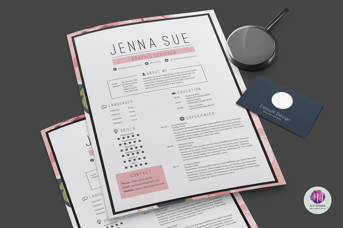 Floral resume package, a Resume Template by Chic templates (Photo 3 of 4)