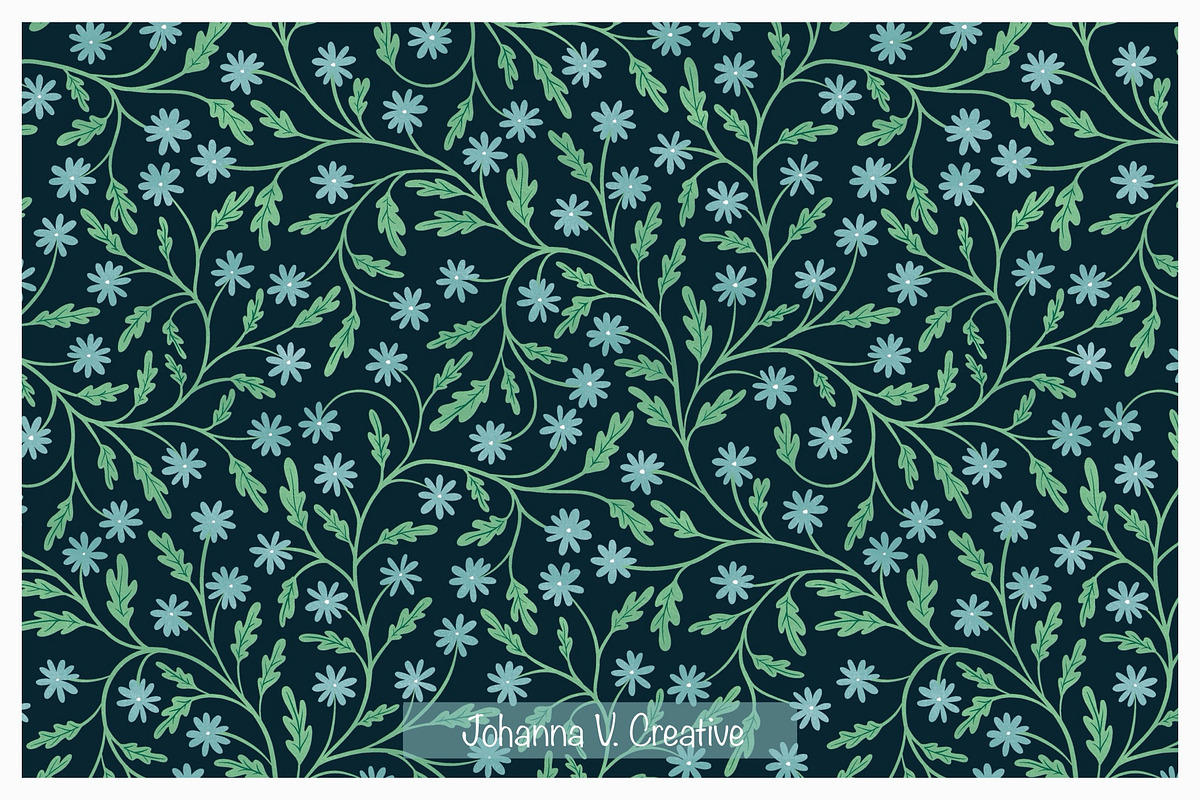 Spring Floral Seamless Designs, an Illustration by Johanna V. Creative (Photo 3 of 3)