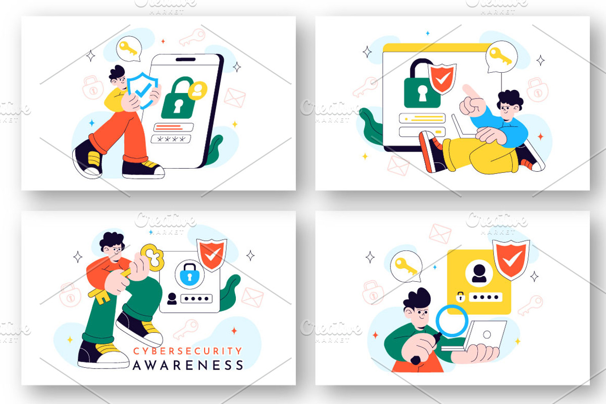 10 Cybersecurity Awareness Campaign, a Technology Illustration by denayunebgt (Photo 2 of 4)