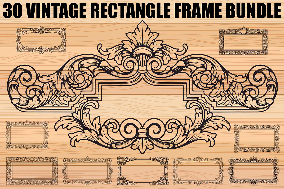 Vintage Rectangle Frame SVG Bundle, an Illustration by Designs_River (Photo 1 of 31)