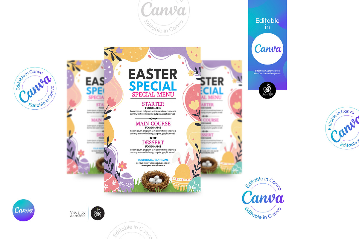 Easter Menu Flyer Template, a Flyer Template by Aam360 (Photo 1 of 3)